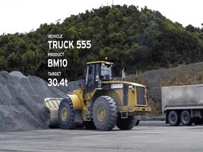 Loadrite video screenshot - wheel loader loading aggregate