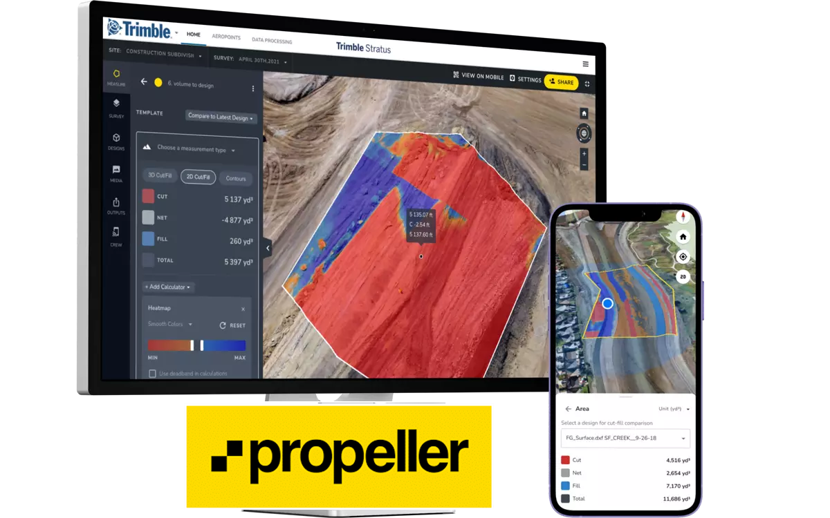 Trimble Stratus on monitor and phone